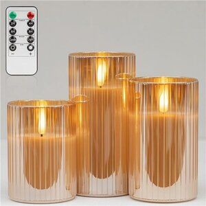 Glass LEDFlameless Candles BatteryOperated with RemoteControl,Flickering Candles